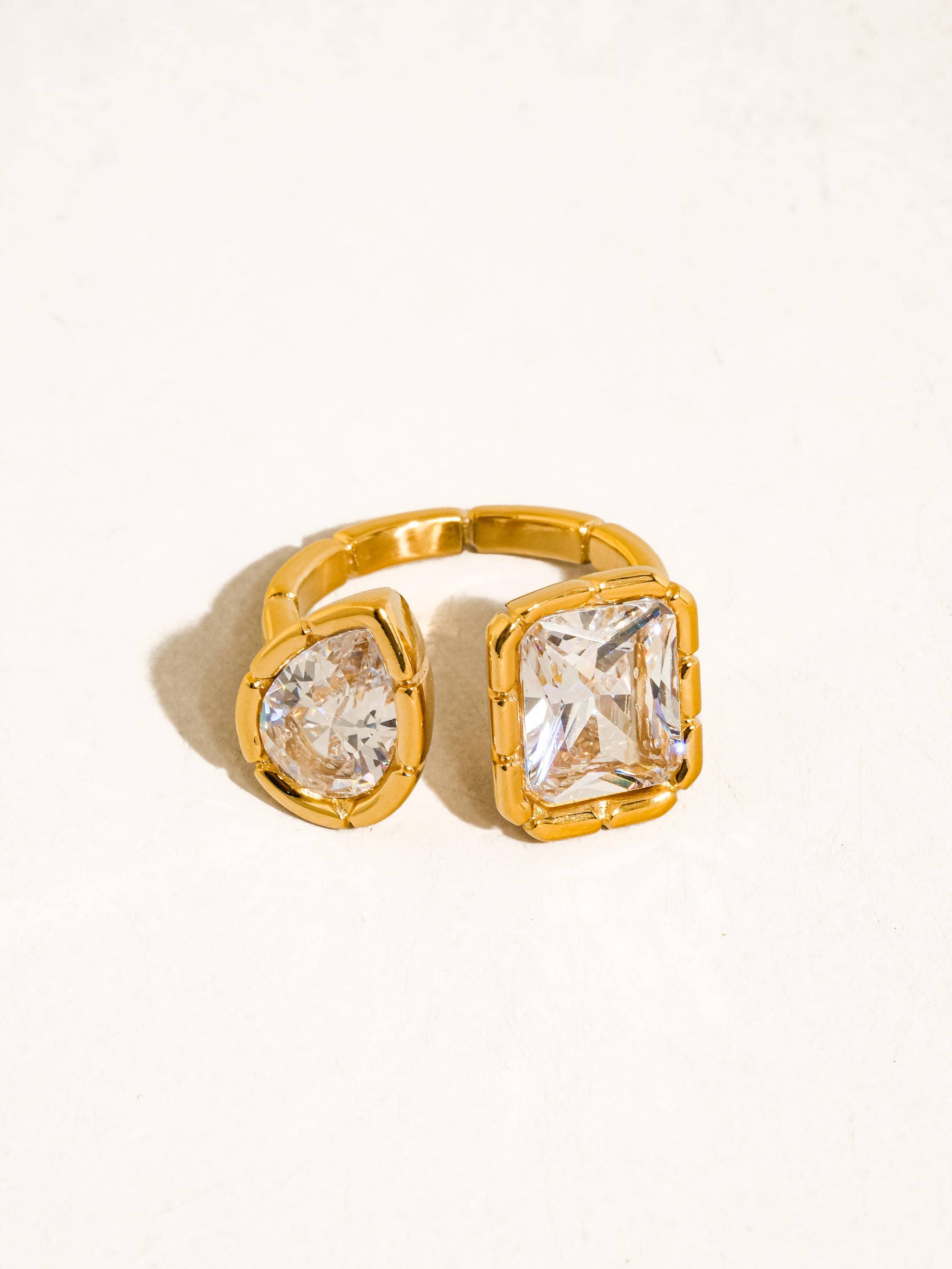 SERRÉA 18K GOLD NON-TARNISH CZ ADJUSTABLE RING