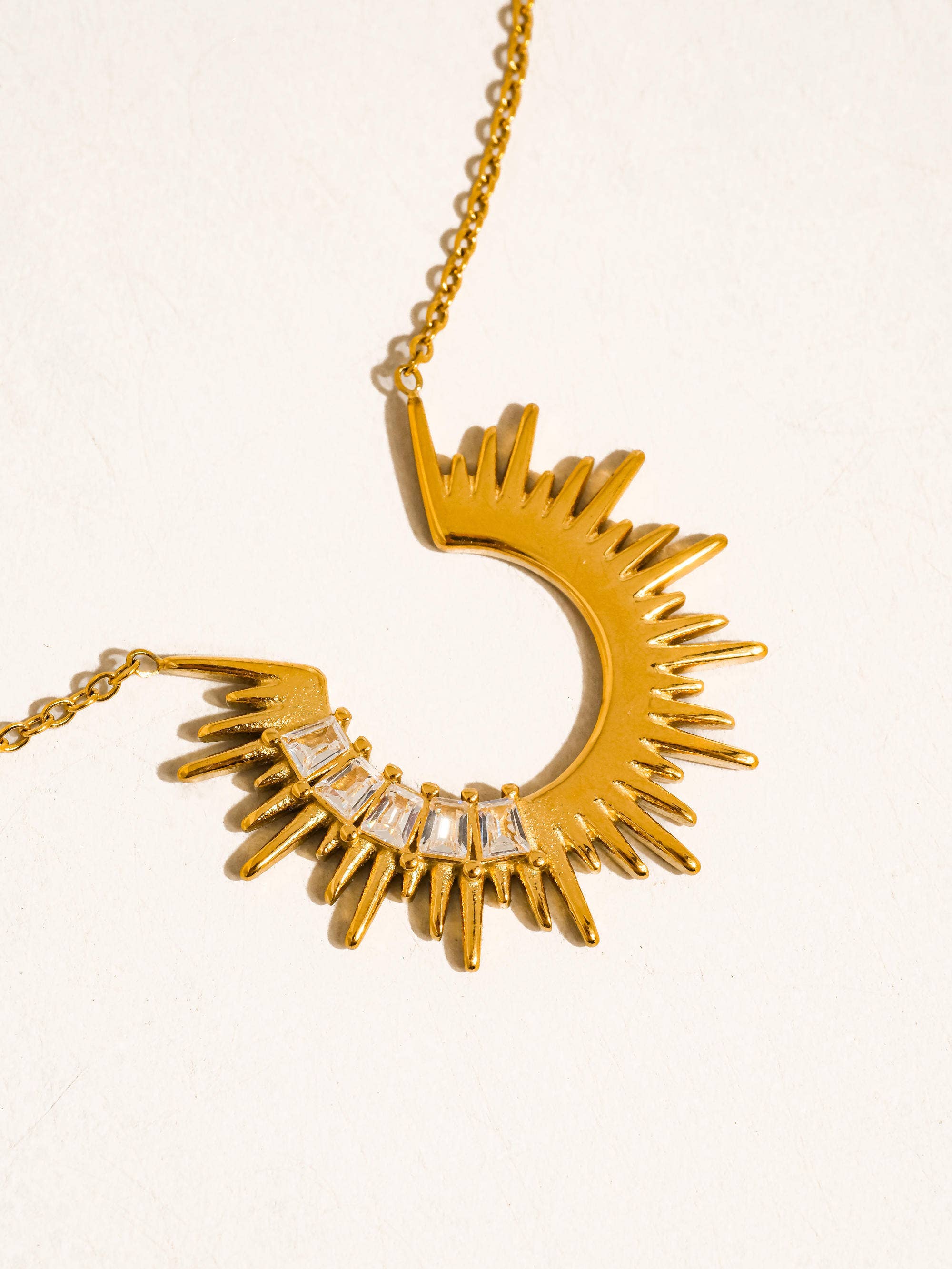 SOLANGE 18K GOLD NON-TARNISH SUNBURST CZ NECKLACE