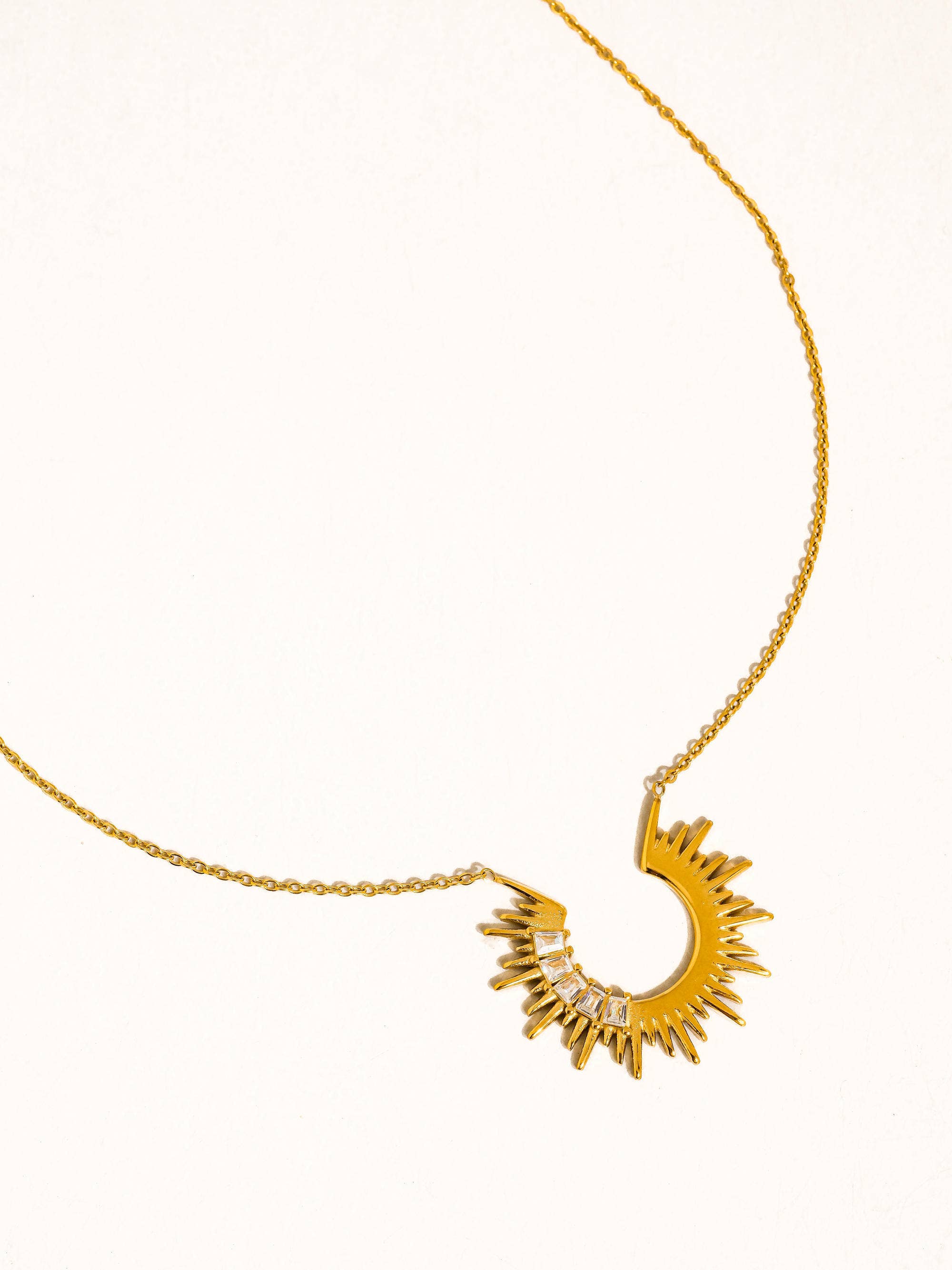 SOLANGE 18K GOLD NON-TARNISH SUNBURST CZ NECKLACE