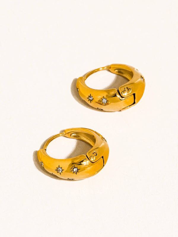 SOLIRA 18K GOLD NON-TARNISH STAR HOOP EARRING