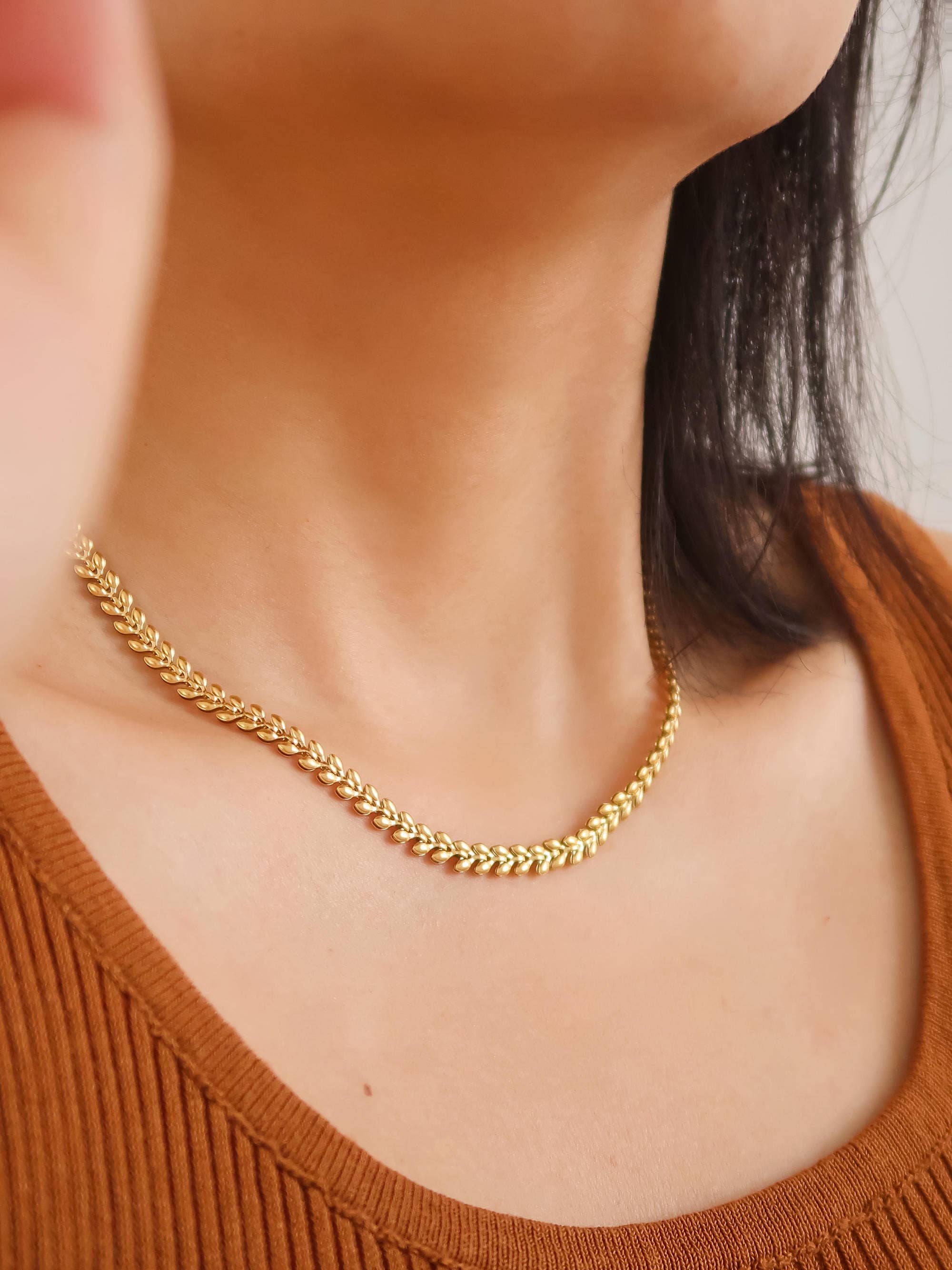 VERN 18K GOLD NON-TARNISH WHEAT CHAIN