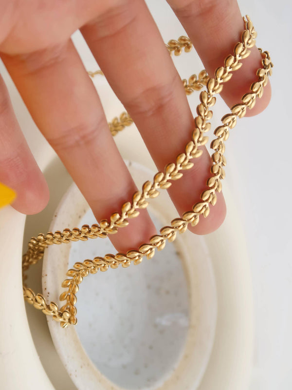 VERN 18K GOLD NON-TARNISH WHEAT CHAIN