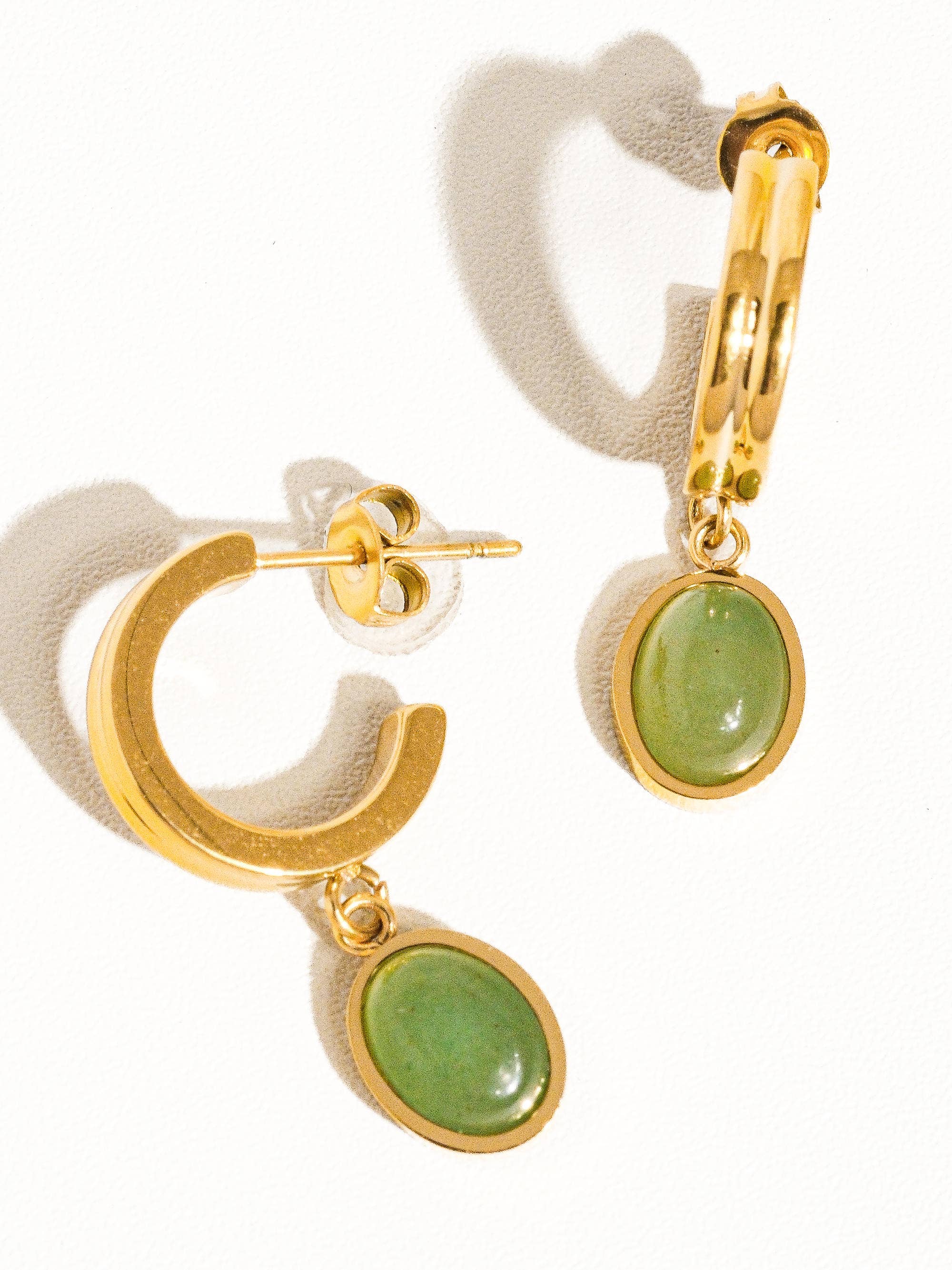 WHITNEE GREEN DAINTY ROUND STONE DANGLE EARRING