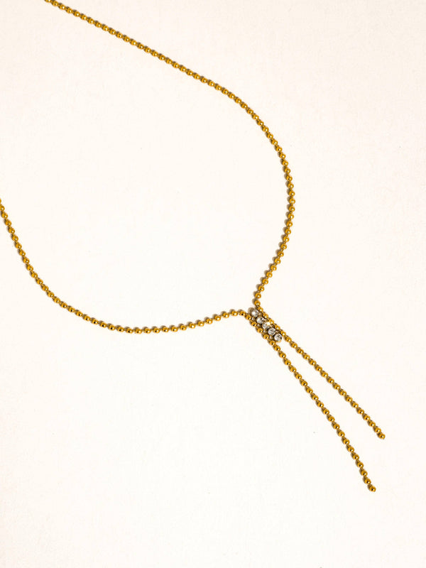 ZEPHINE 18K GOLD NON-TARNISH CZ LARIAT NECKLACE