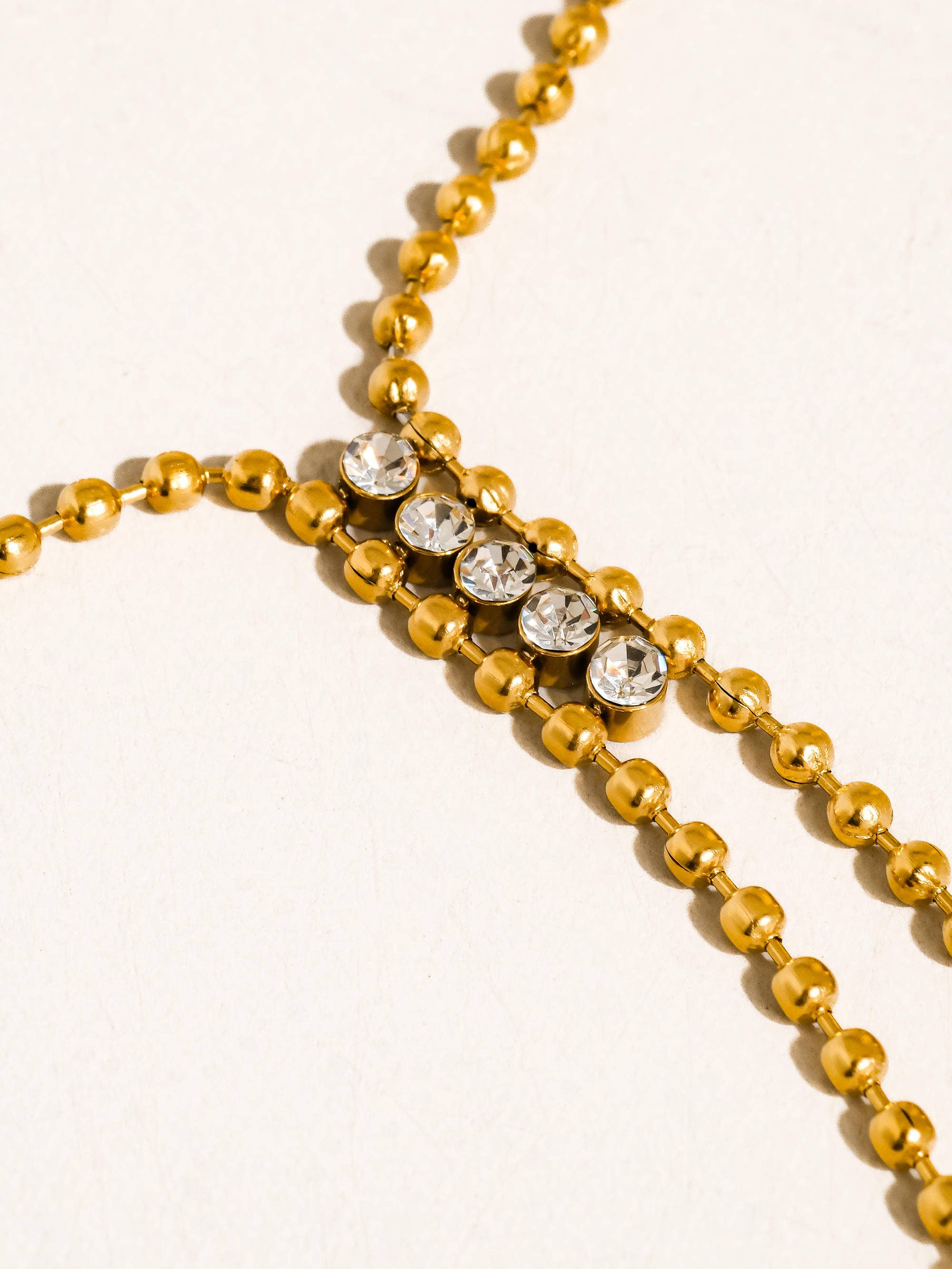 ZEPHINE 18K GOLD NON-TARNISH CZ LARIAT NECKLACE