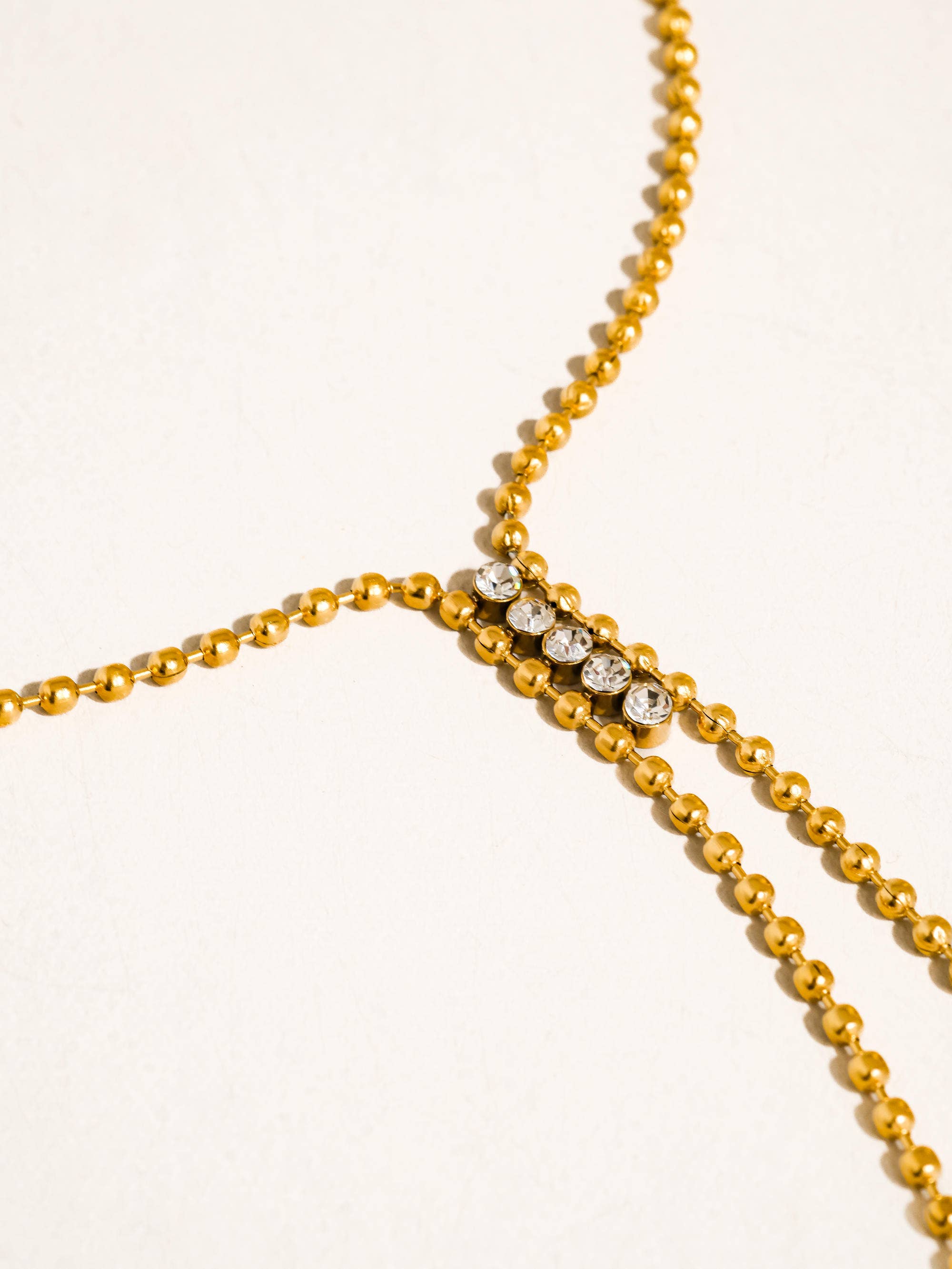 ZEPHINE 18K GOLD NON-TARNISH CZ LARIAT NECKLACE