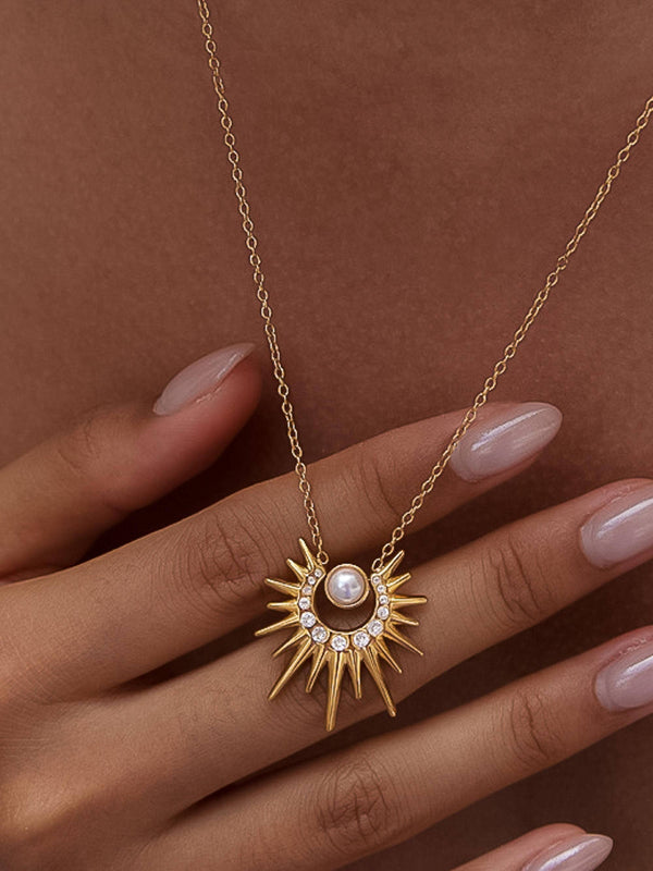 KINDRED 18K GOLD NON-TARNISH PEARL SUNBURST NECKLACE