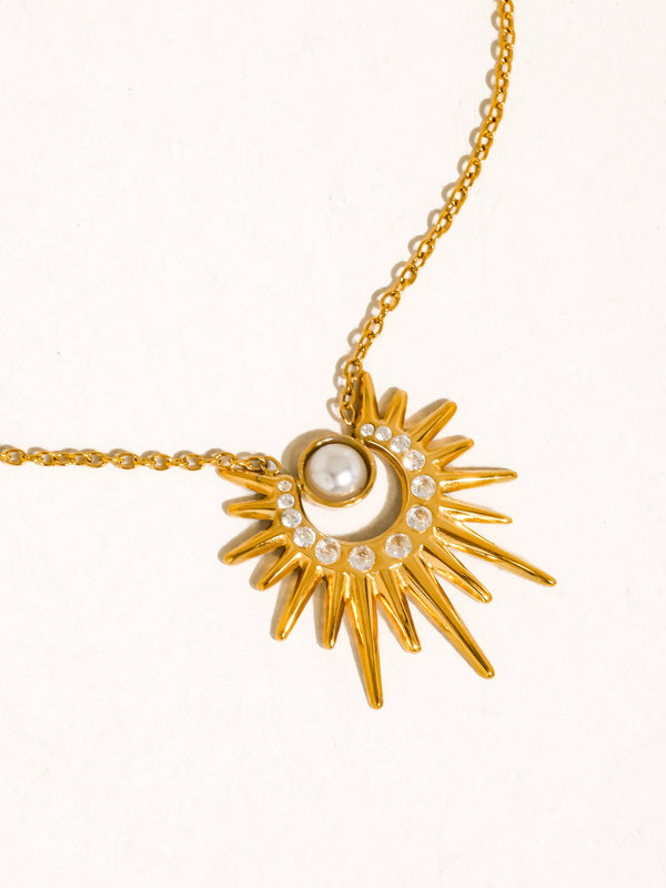 KINDRED 18K GOLD NON-TARNISH PEARL SUNBURST NECKLACE