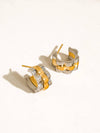PAIGE 18K GOLD NON-TARNISH TWO-TONE RIBBED HOOP EARRINGS
