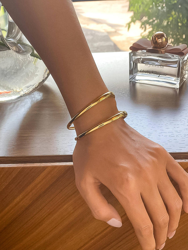 ZAHARA 18K GOLD NON-TARNISH DOUBLE STRAP BRACELET