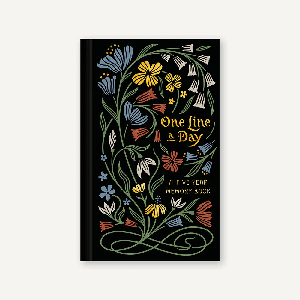 Book cover with floral design and 'One Line a Day' text on a black background