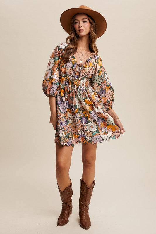 FLORAL PRINT MINI DRESS