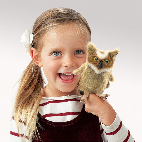 MINI GREAT HORNED OWL FINGER PUPPET