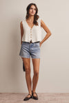 OFF-WHITE BUTTON FRONT KNIT VEST TOP