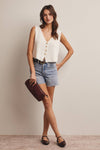 OFF-WHITE BUTTON FRONT KNIT VEST TOP