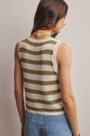 SAGE STRIPED BUTTON-FRONT KNIT VEST TOP