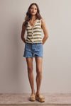 SAGE STRIPED BUTTON-FRONT KNIT VEST TOP
