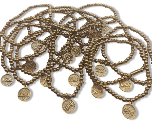 ALPHA DELTA PI GOLD BEAD BRACELET