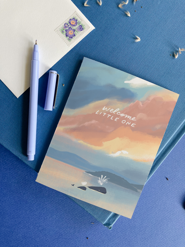 WHALE BABY - WHIMSICAL OCEAN CONGRATULATIONS CARD
