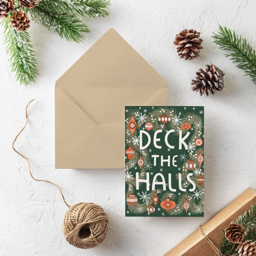 DECK THE HALLS CHRISTMAS GREETING CARD