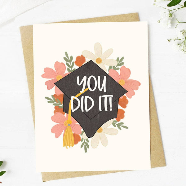 YOU DID IT! FLORAL GRADUATION CAP CARD