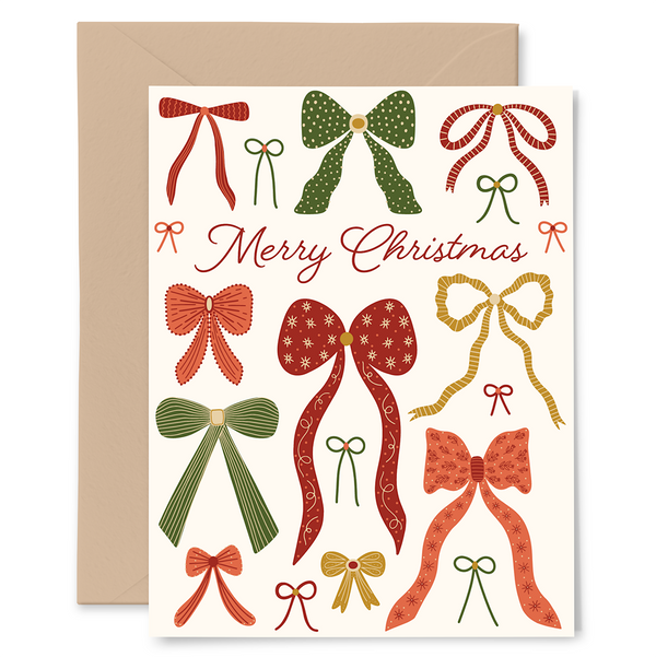 BOWS MERRY CHRISTMAS GREETING CARD