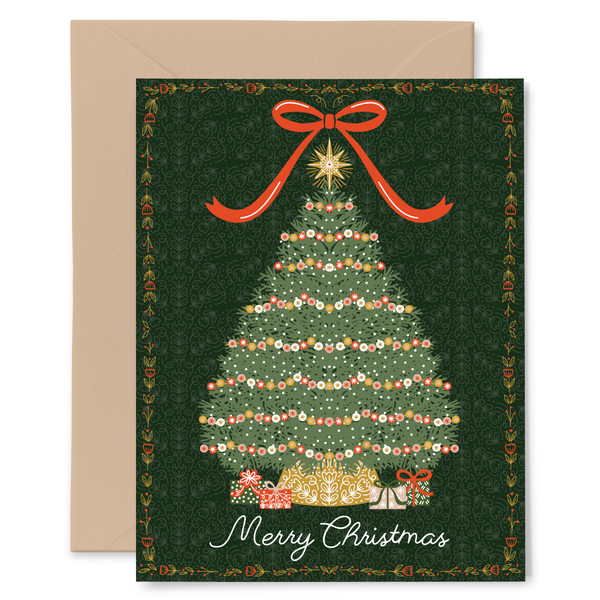 TREE AND GIFTS CHRISTMAS GREETING CARD