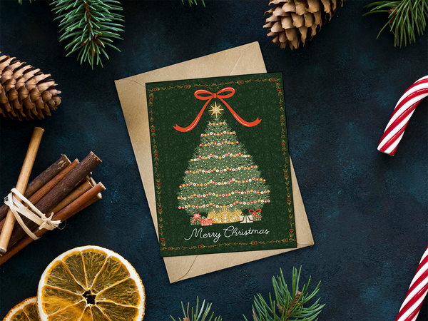 TREE AND GIFTS CHRISTMAS GREETING CARD