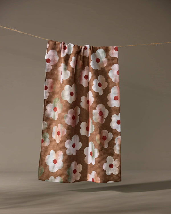 BRUSHED BOUQUET BROWN TEA TOWEL