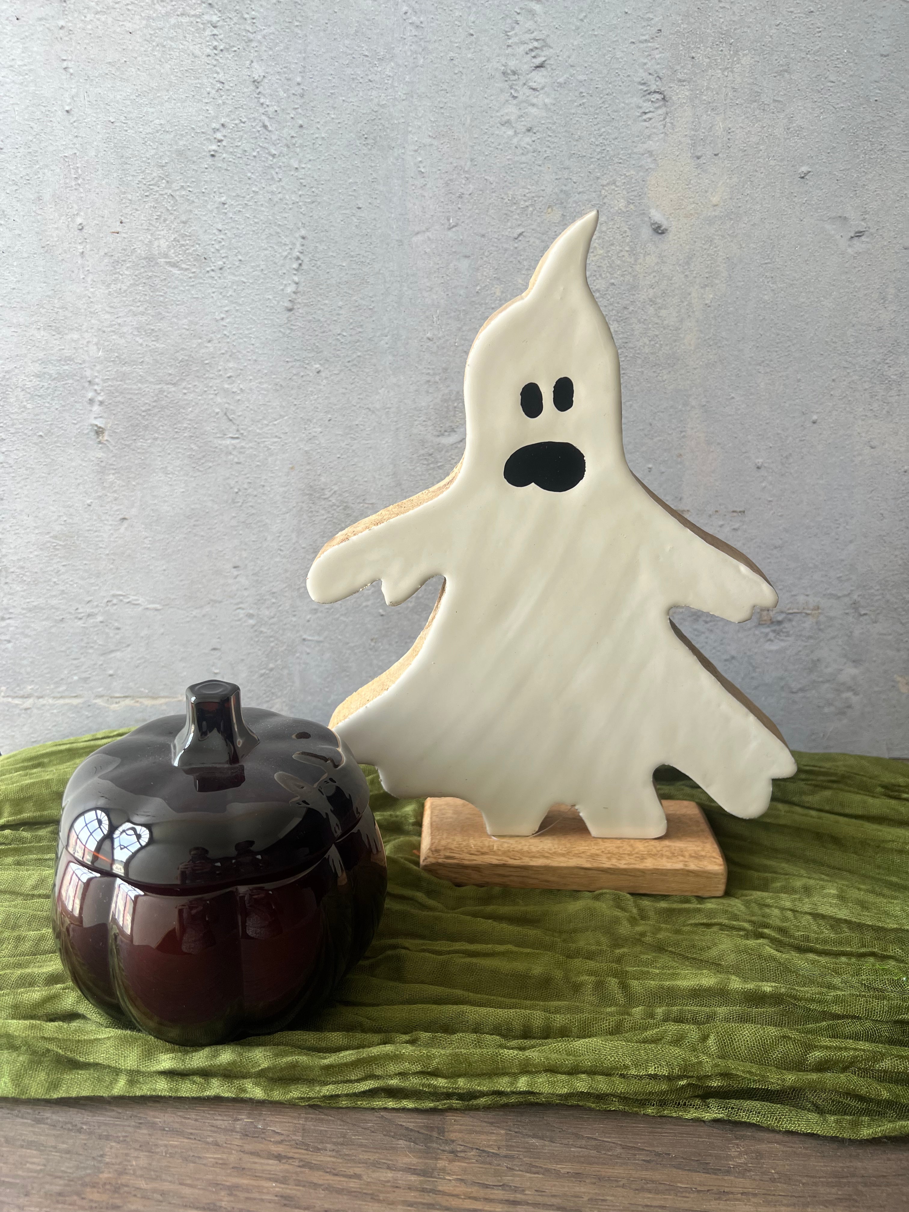WHITE ENAMEL GHOST FIGURE