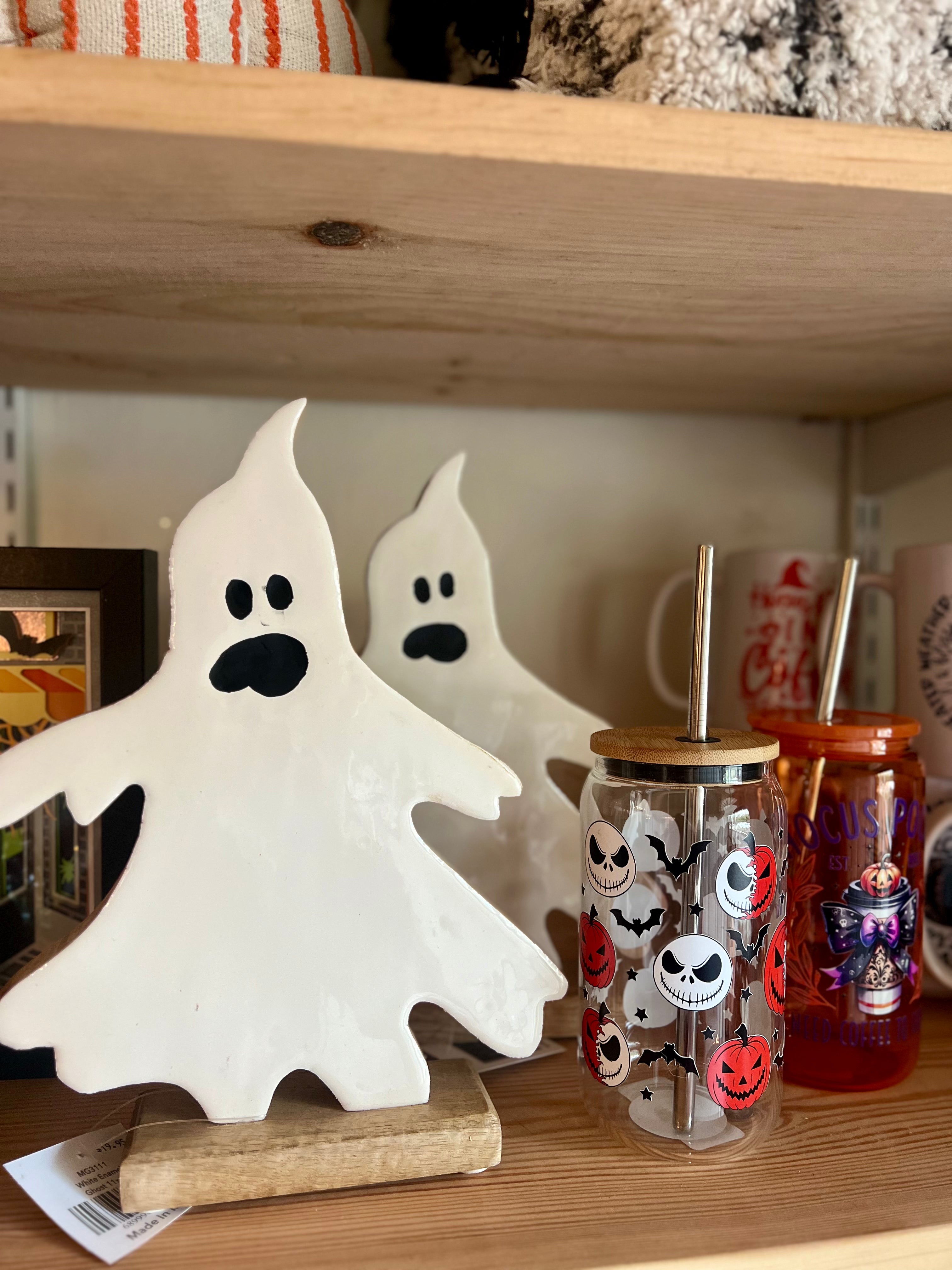 WHITE ENAMEL GHOST FIGURE