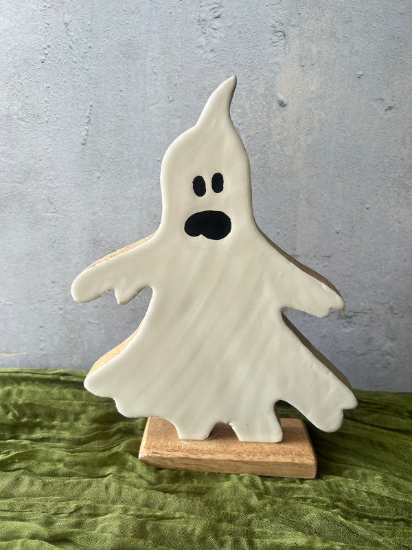 WHITE ENAMEL GHOST FIGURE