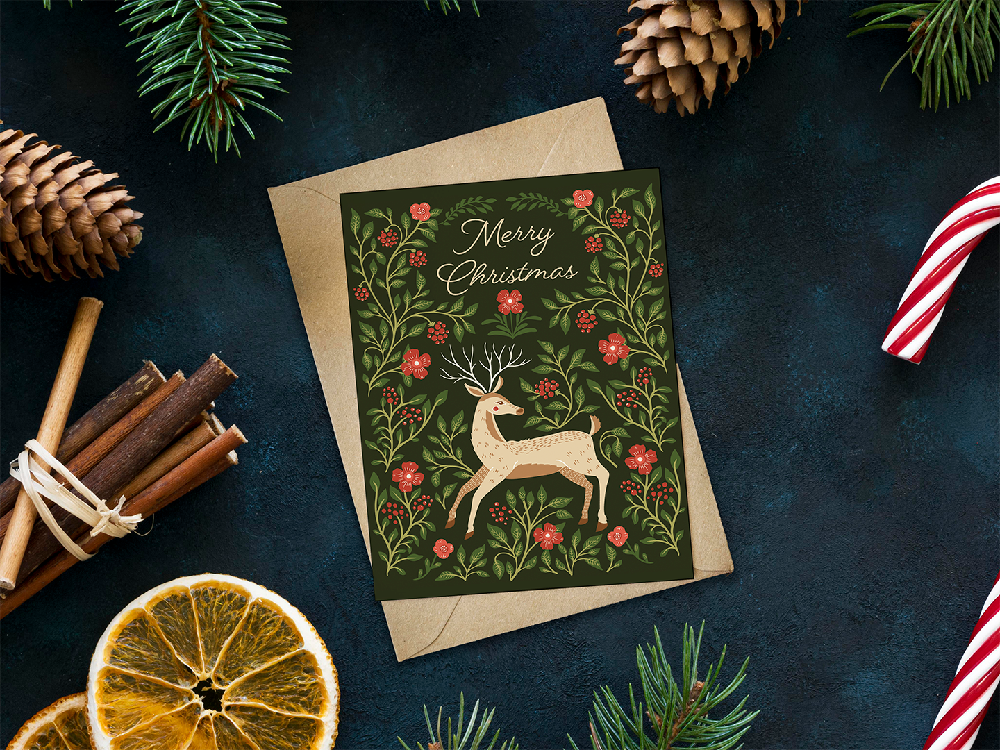 DEER MERRY CHRISTMAS  GREETING CARD