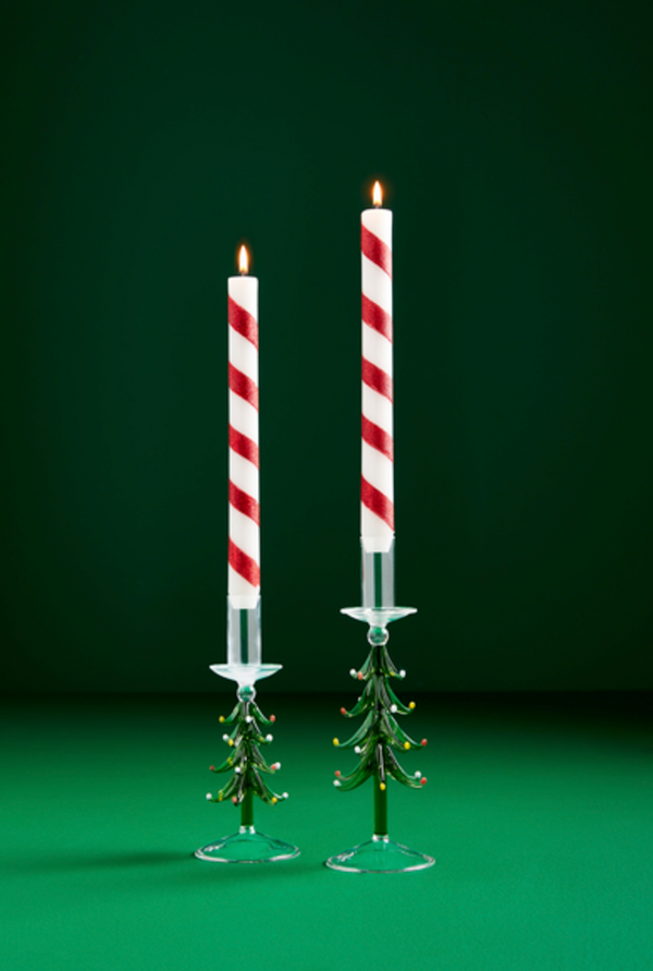 GLASS TREE TAPER HOLDERS