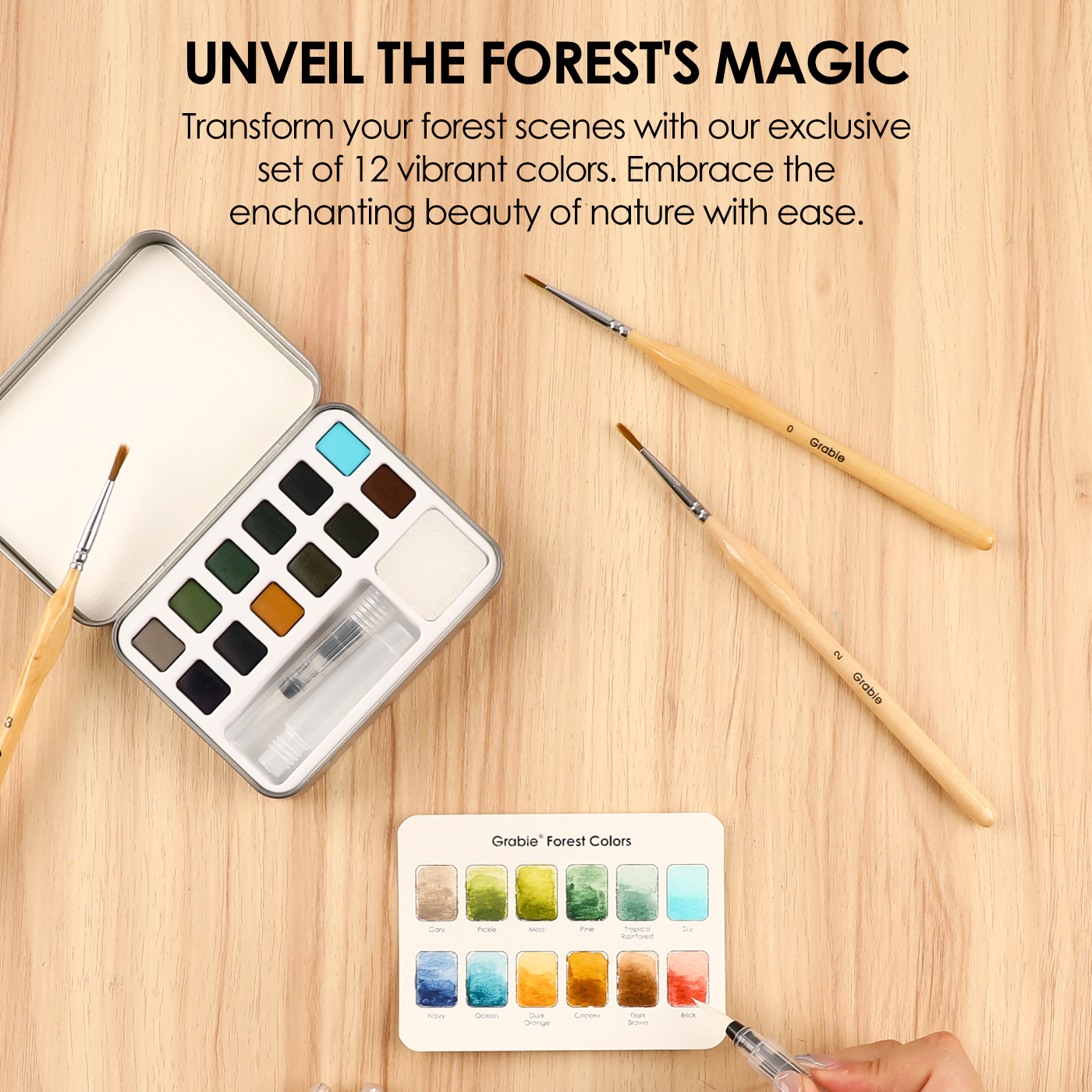 WATERCOLOR POCKET SET OF 12 WITH BRUSH - FOREST COLOR