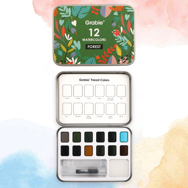 WATERCOLOR POCKET SET OF 12 WITH BRUSH - FOREST COLOR