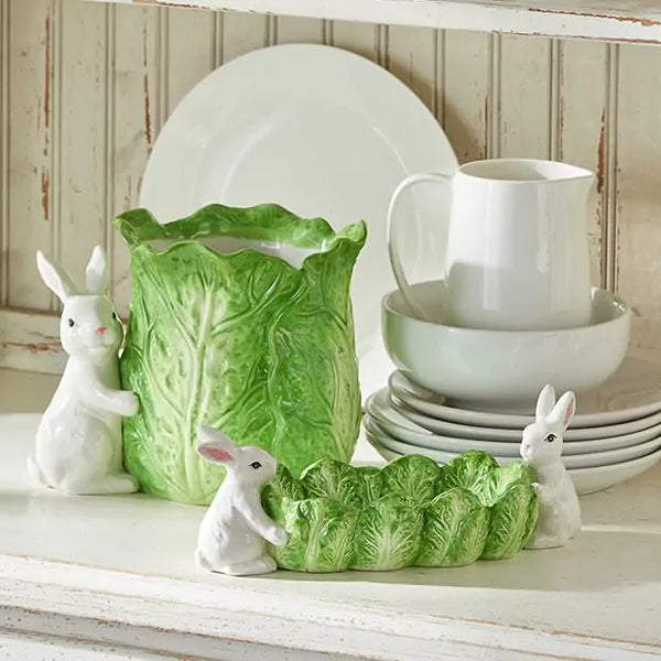 GREEN CABBAGE CONTAINER WITH BUNNY