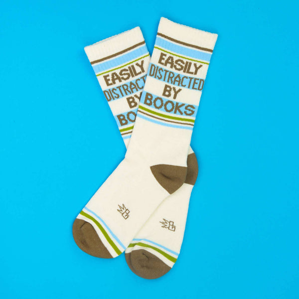 EASILY DISTRACTED BY BOOKS GYM CREW SOCKS