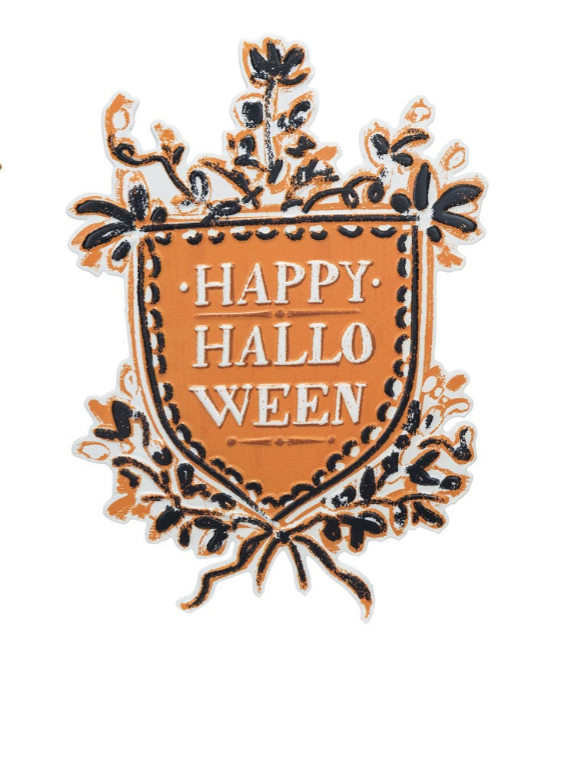 EMBOSSED METAL WALL DECOR W/ HALLOWEEN SAYING