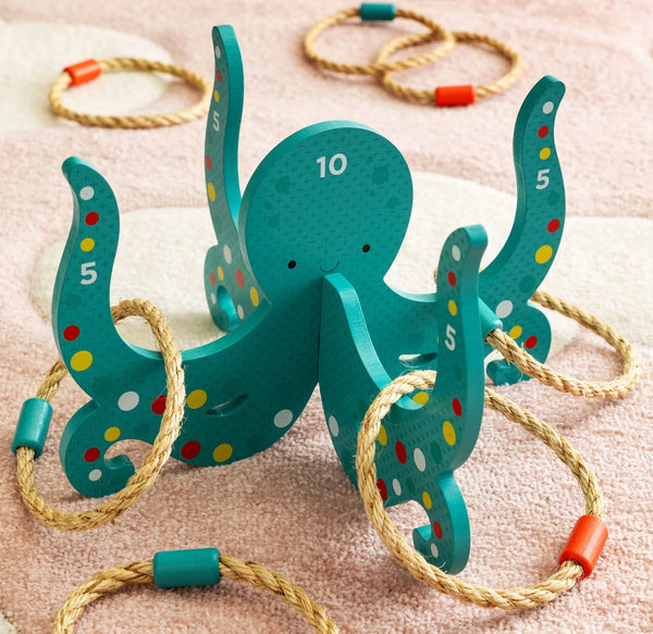 HAPPY OCTOPUS WOODEN HOOPLA GAME