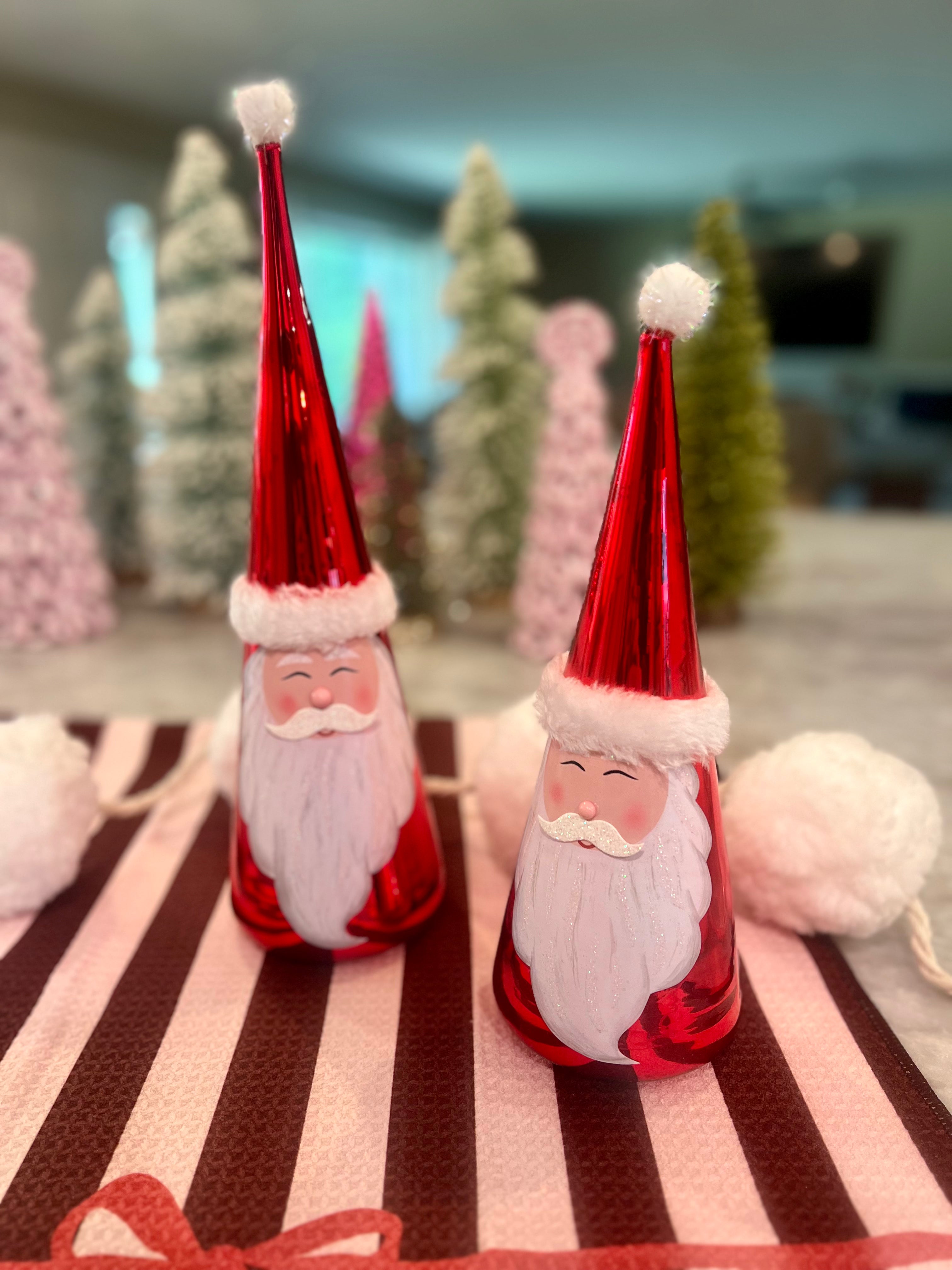 PAINTED GLASS CONE SANTA