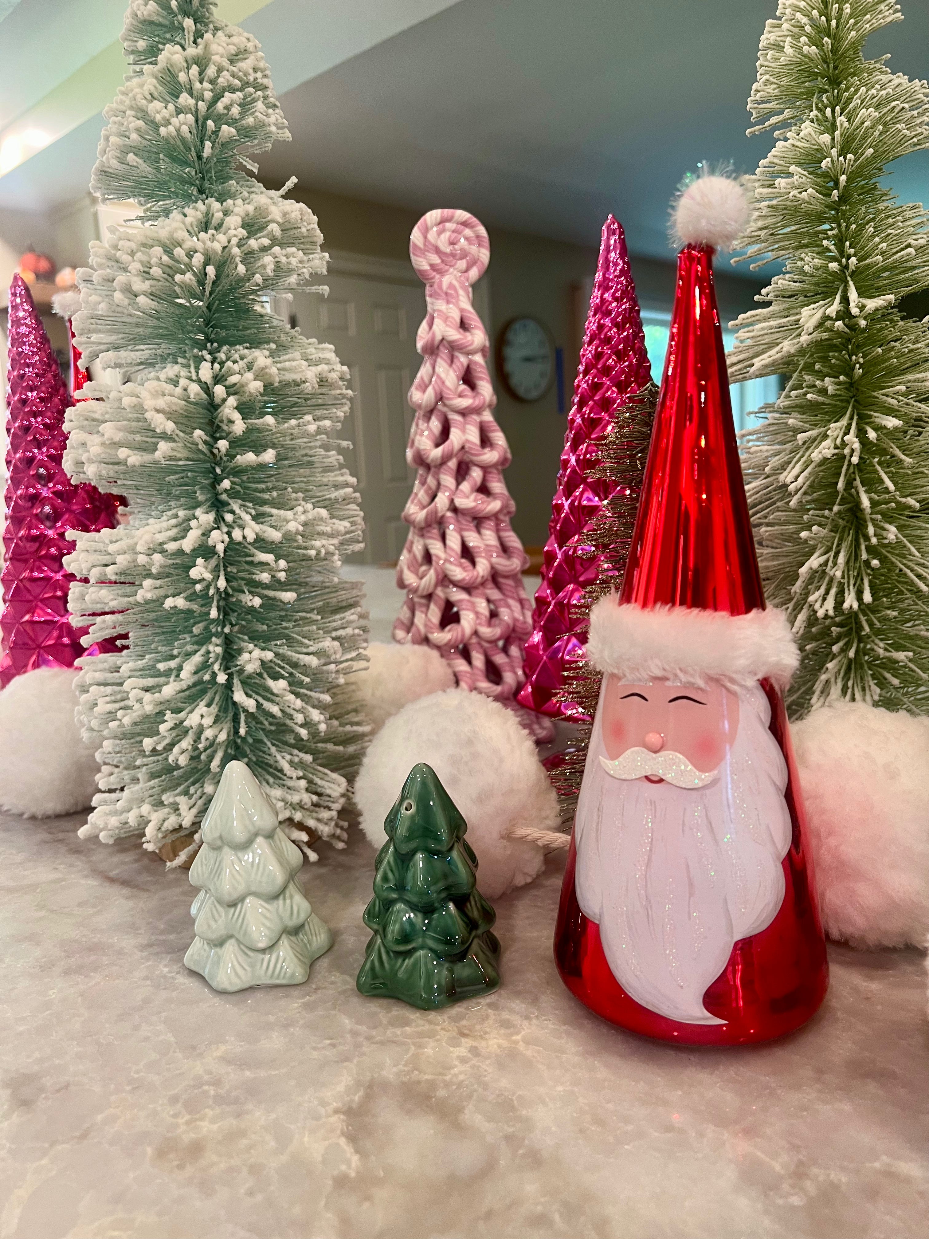 CERAMIC IRIDESCENT HOLIDAY TREE SALT & PEPPER S/2