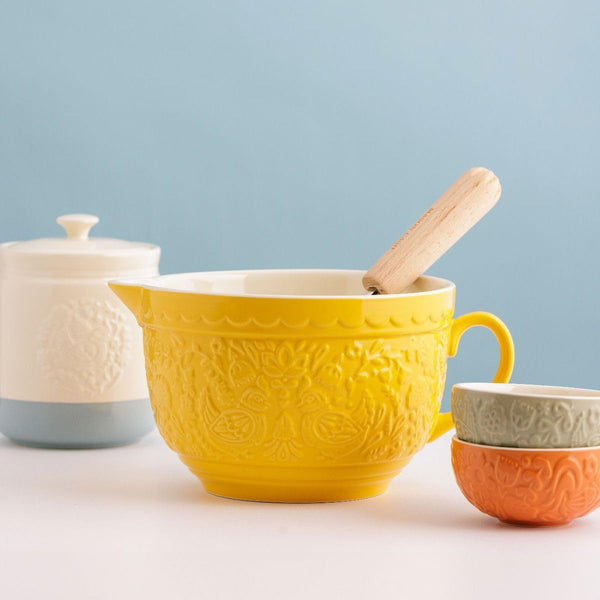 HOME TO ROOST, YELLOW BATTER BOWL W/ HANDLE