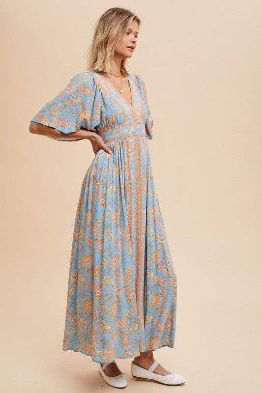 FLUTTER SLEEVE MAXI DRESS