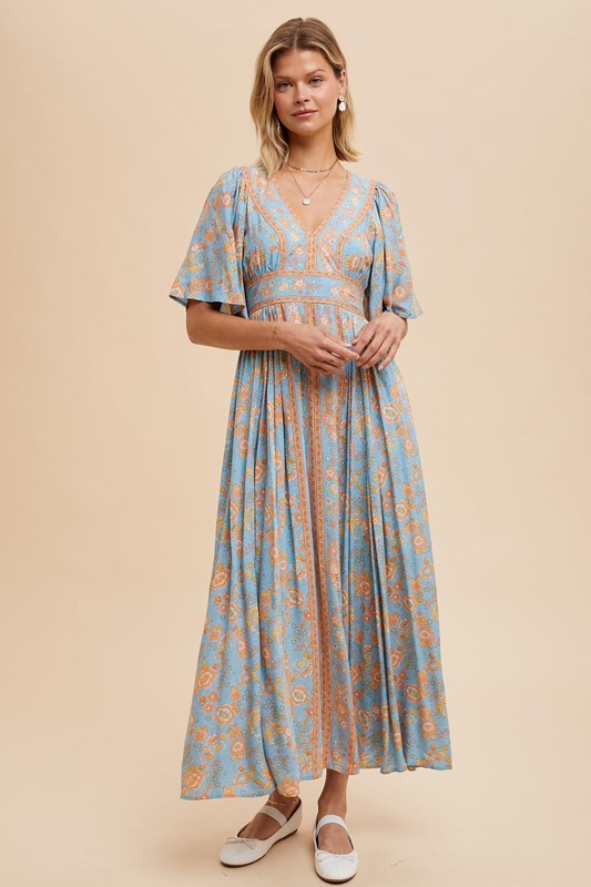 FLUTTER SLEEVE MAXI DRESS