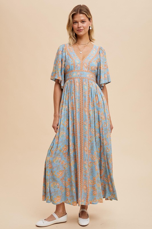 FLUTTER SLEEVE MAXI DRESS