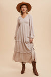 SMOCKED RUFFLE TIERED MAXI DRESS