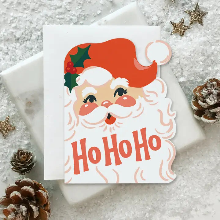 HO HO HO SANTA DIE CUT GREETING CARD
