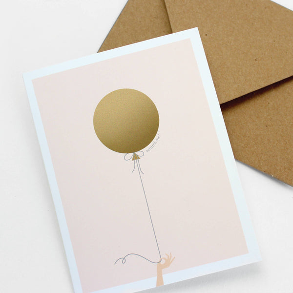SCRATCH-OFF CARD - PINK & GOLD BALOON - BRITHDAY/EVERYTHING