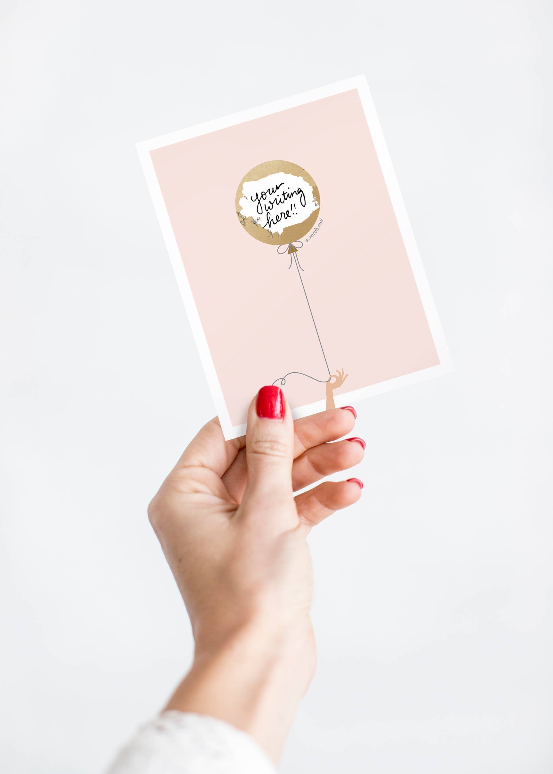 SCRATCH-OFF CARD - PINK & GOLD BALOON - BRITHDAY/EVERYTHING